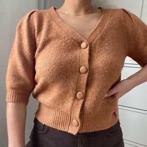 abercrombie puff sleeve knit cardigan